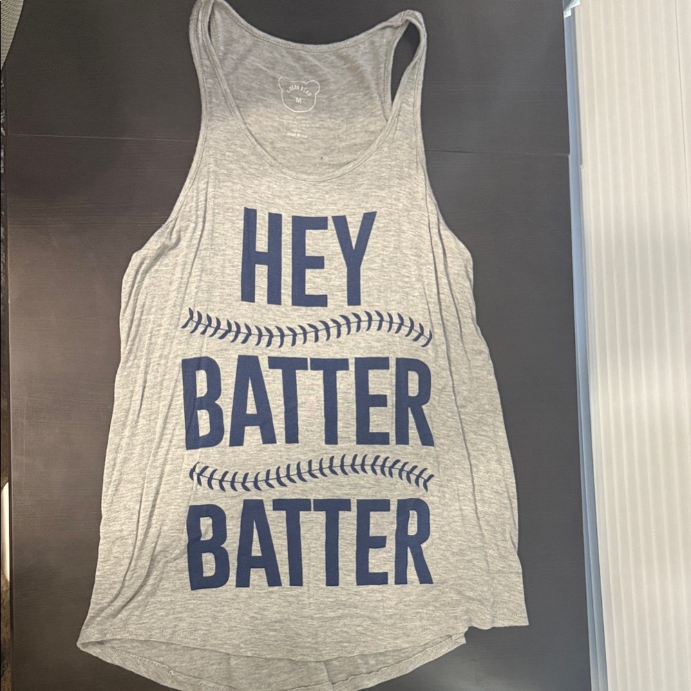 Gray Tank Top with Blue Print